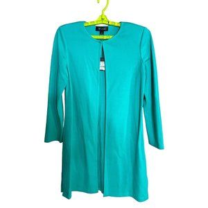 St. John Jade Green Wool Cardigan Topper Long Jacket Womens 8 w/ Tags